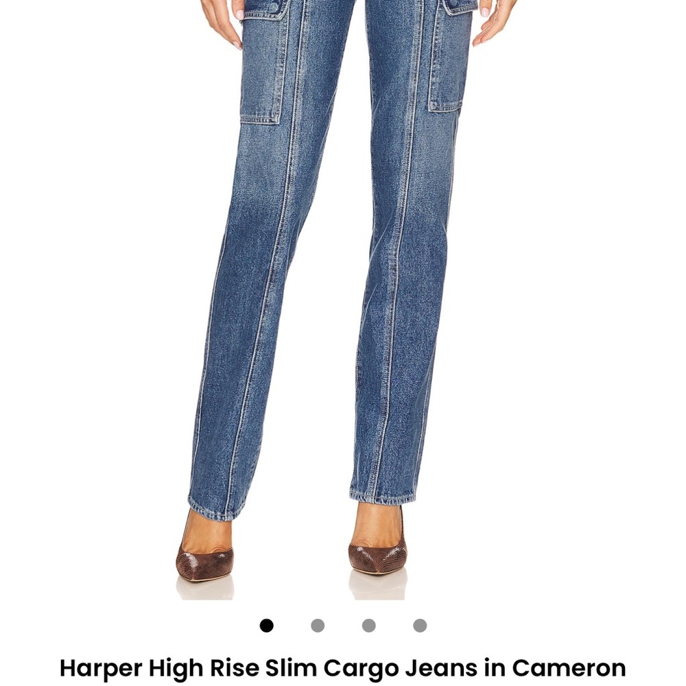 GRLFRND High Rise Blue Cargo Jeans Harper